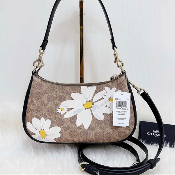 NWT COACH CZ586 Women’s Teri Shoulder Bag Signature Canvas&Leather Floral Print - Picture 5 of 6